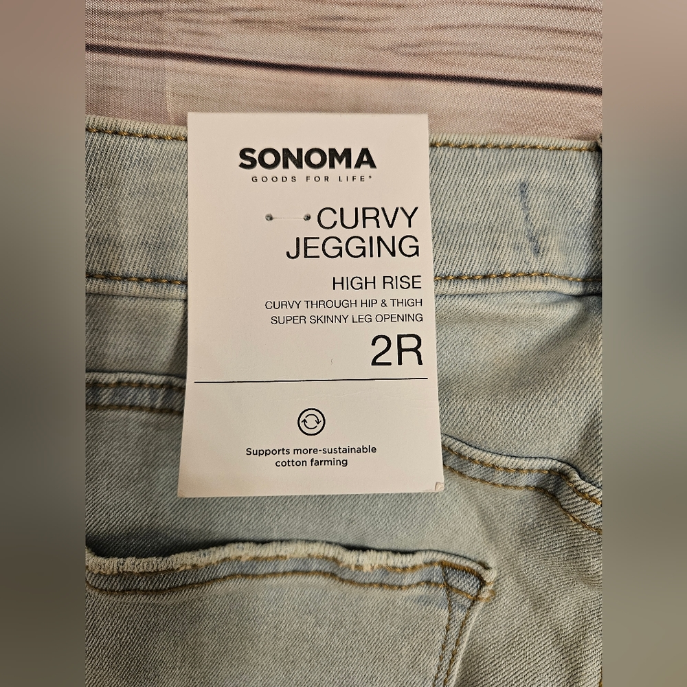 Lot of 2 Sonoma Light Wash Distressed High Rise Curvy Jegging, Size 2 R - Picture 6 of 8
